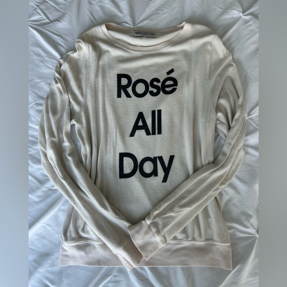 Wildfox Cream Rosé All Day Pullover